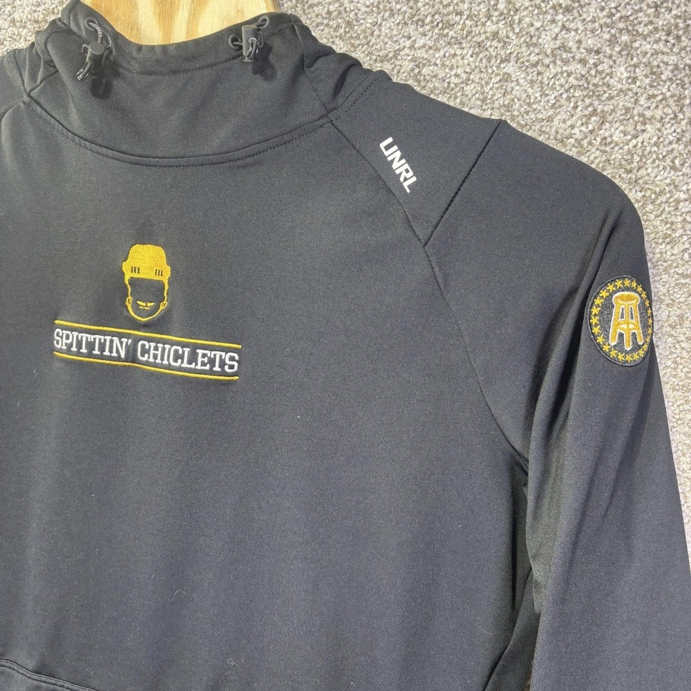 UNRL Barstool Sports Spittin Chiclets Hoodie Mens Black Performance Pullover XL